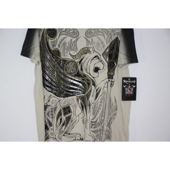 Konquest Mens Large Y2K Style Studded T-Shirt NEW A1575 - Picture 2 of 8